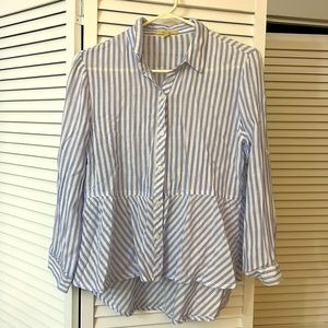 Love Notes Blue and White Striped Shirt